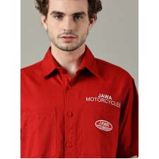 POLOKOŠILE (TRIČKO S LÍMEČKEM) ČERVENÉ - JAWA MOTORCYCLES - (UNISEX)